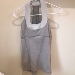 Cute gray and white lulu workout top!